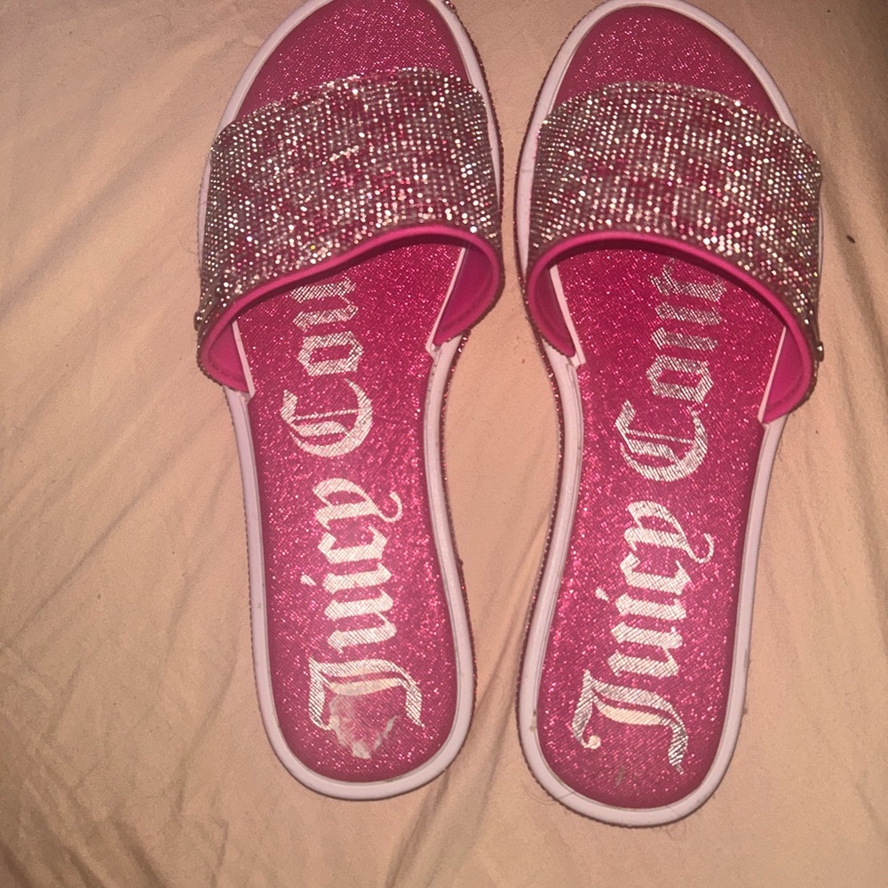 Juicy Couture Pink Glitter Rhinestone Slides